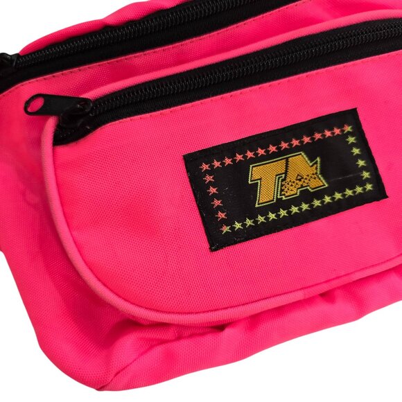 Vintage 90s Neon Pink Fanny pack crossbody Adjustable Black Strap festival retro - Picture 7 of 9